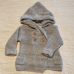 Beba Bean Gray Knit Hoodie (6-12months)
